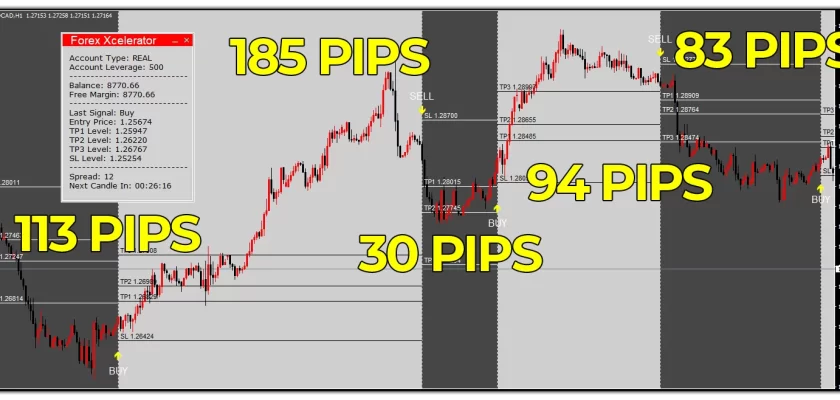 Profitable quick and reliable Forex Xcelerator will change your life 5 consecutive wins and 505 pips total on US dollar Canadian dollar H1 timeframeForexCracked.com